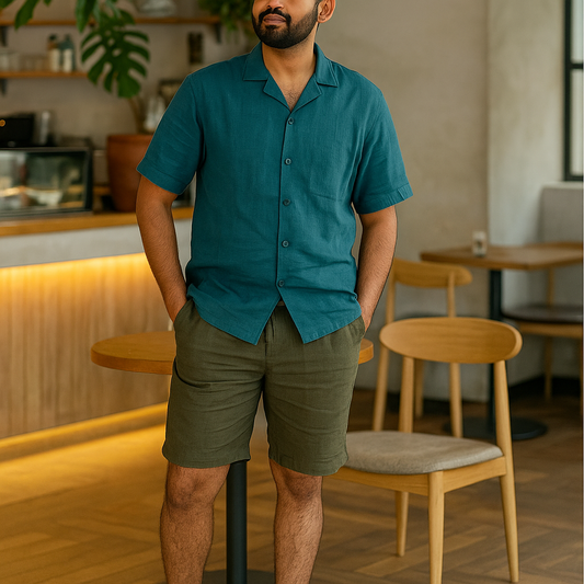 100% Premium Linen shorts Olive 