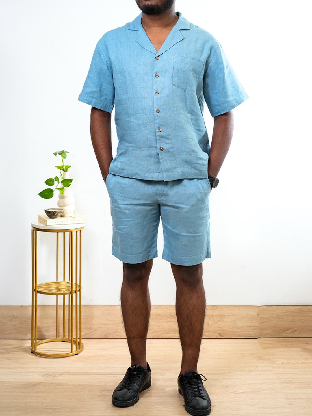 100% Premium Linen Shirt and Shorts Co-ords For Men
