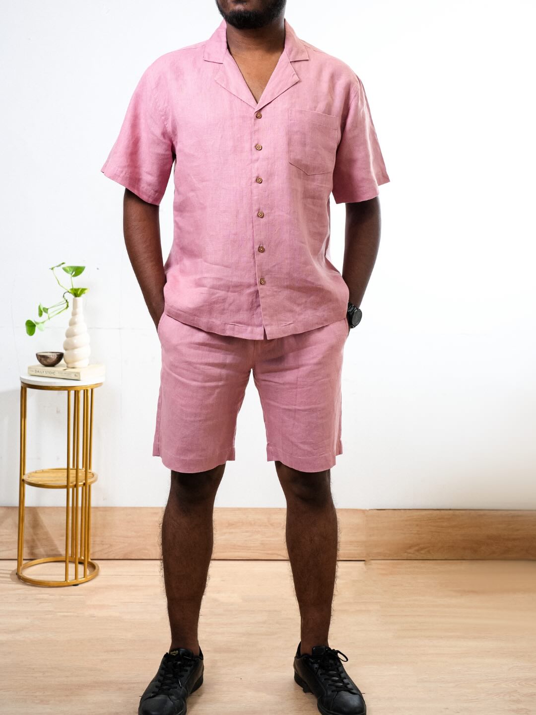 100% Premium Linen Shirt and Shorts Co-ords For Men