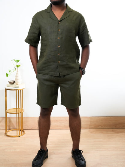 100% Premium Linen Shirt and Shorts Co-ords For Men