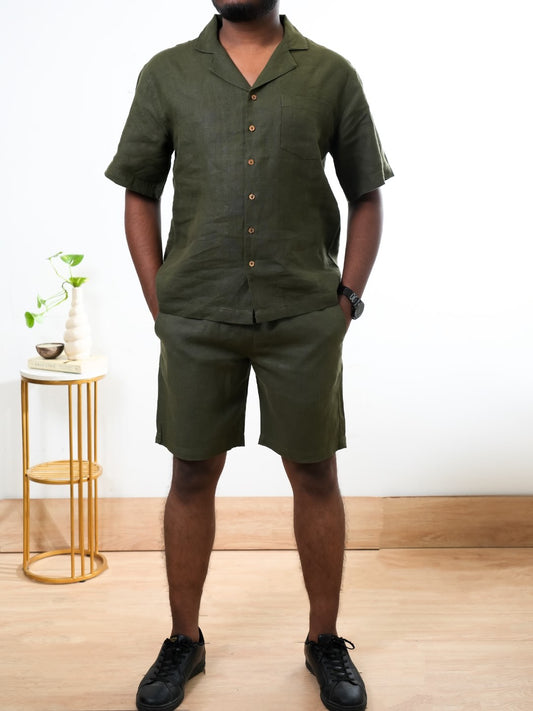 100% Premium Linen Shirt and Shorts Co-ords For Men