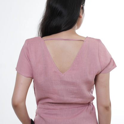 Summer dress - 100% Linen Non Transparent - Women - Pink