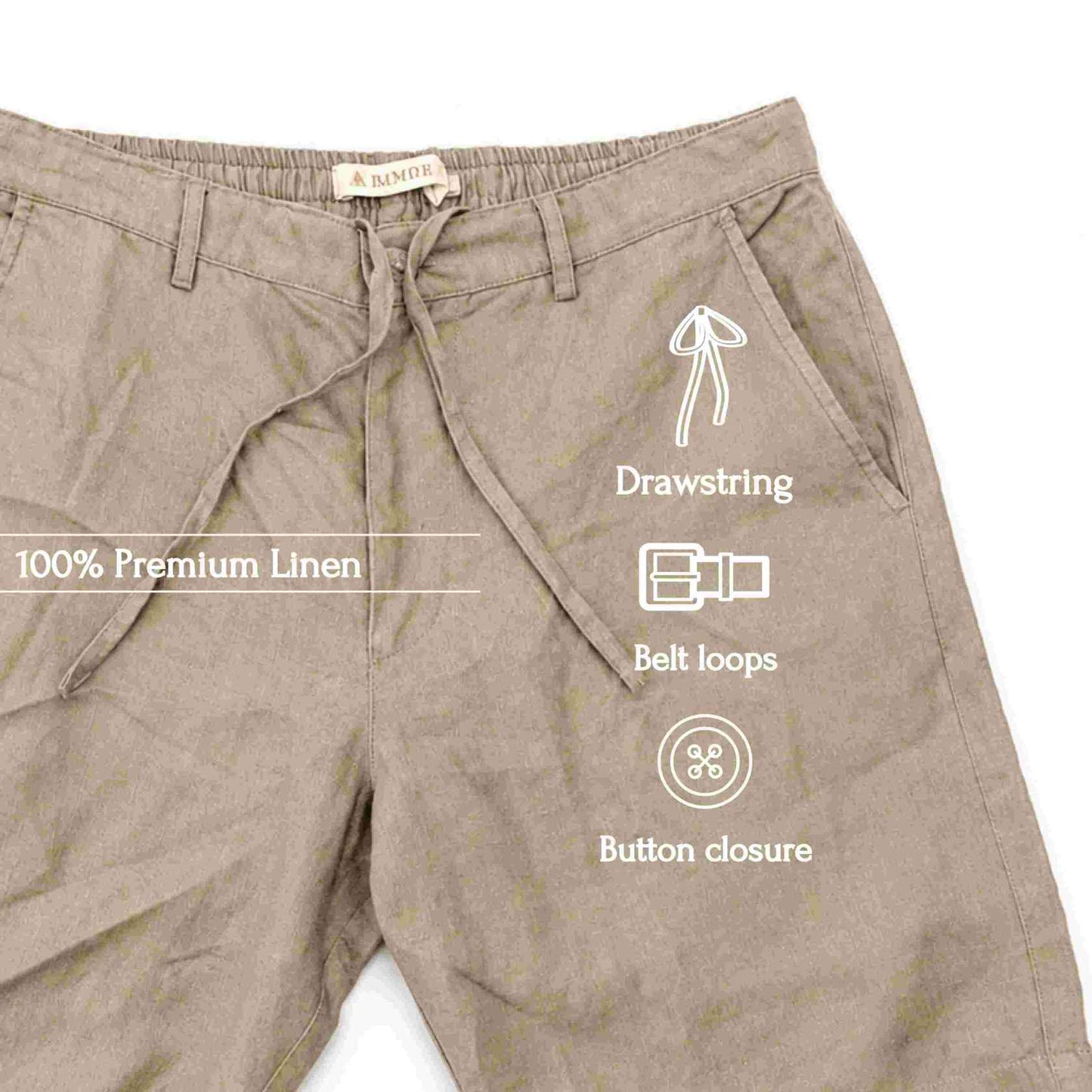 Linen Buttoned Shorts for Men- Taupe