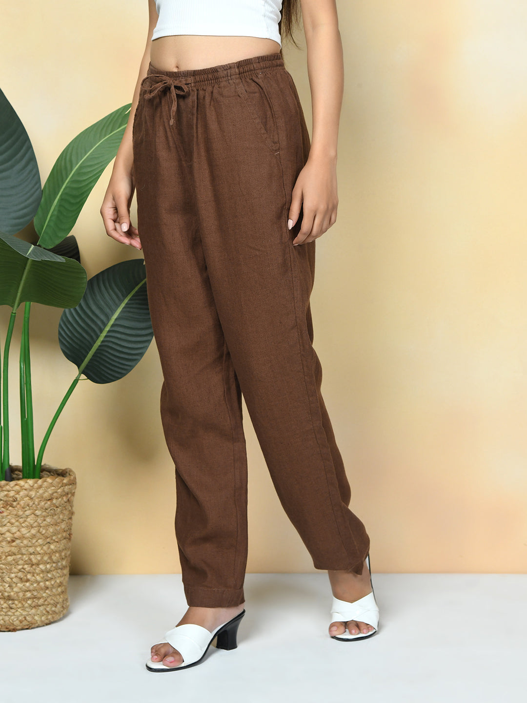 100% Premium Linen Relaxed fit Trousers- Women