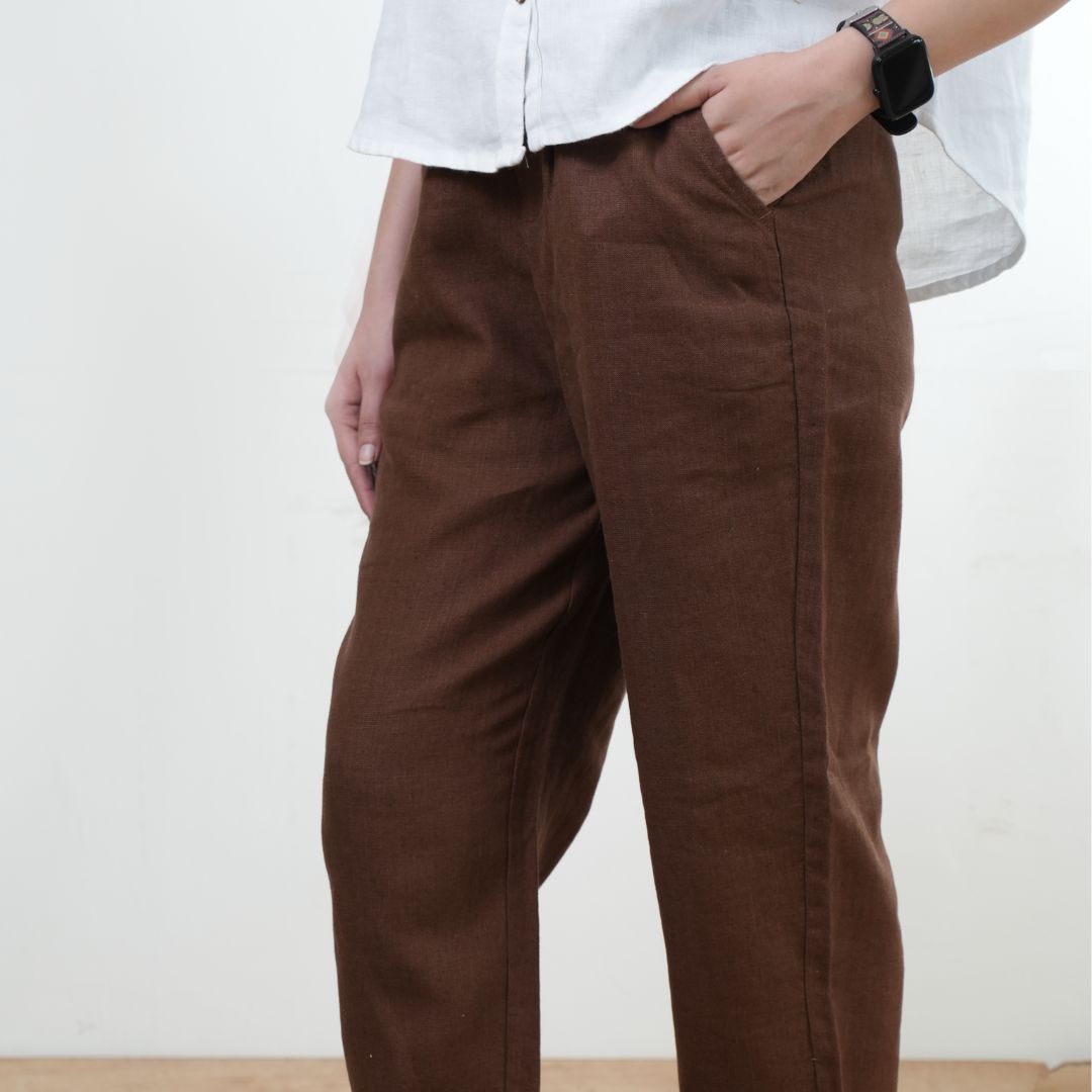 100% Premium Linen Relaxed fit Pants- Women
