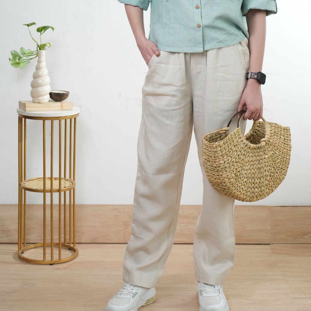 100% Premium Linen Relaxed fit Pants- Women