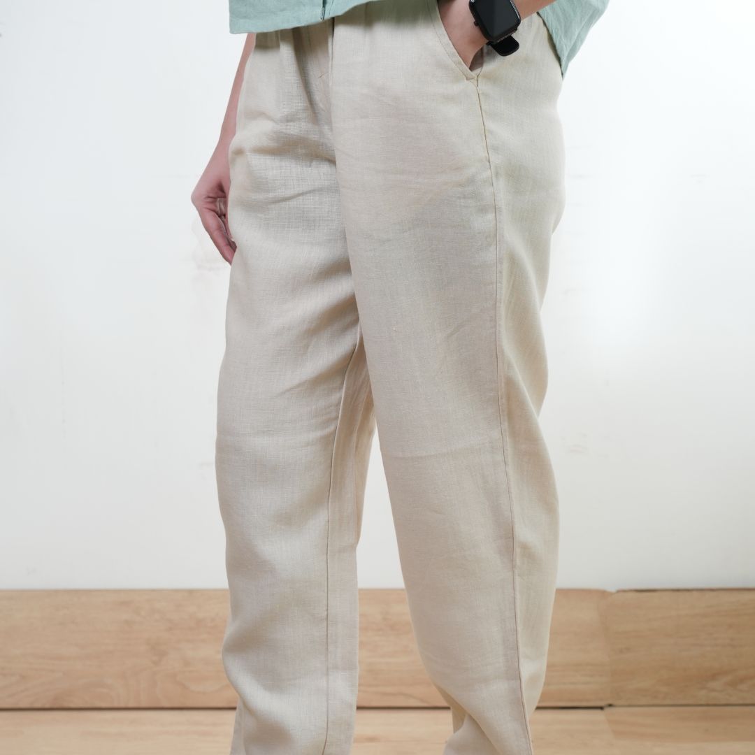 100% Premium Linen Relaxed fit Pants- Women