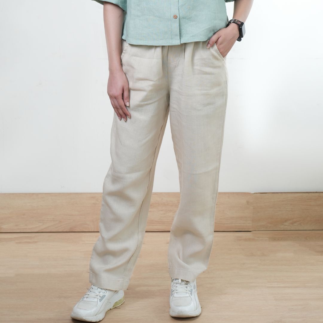 100% Premium Linen Relaxed fit Pants- Women