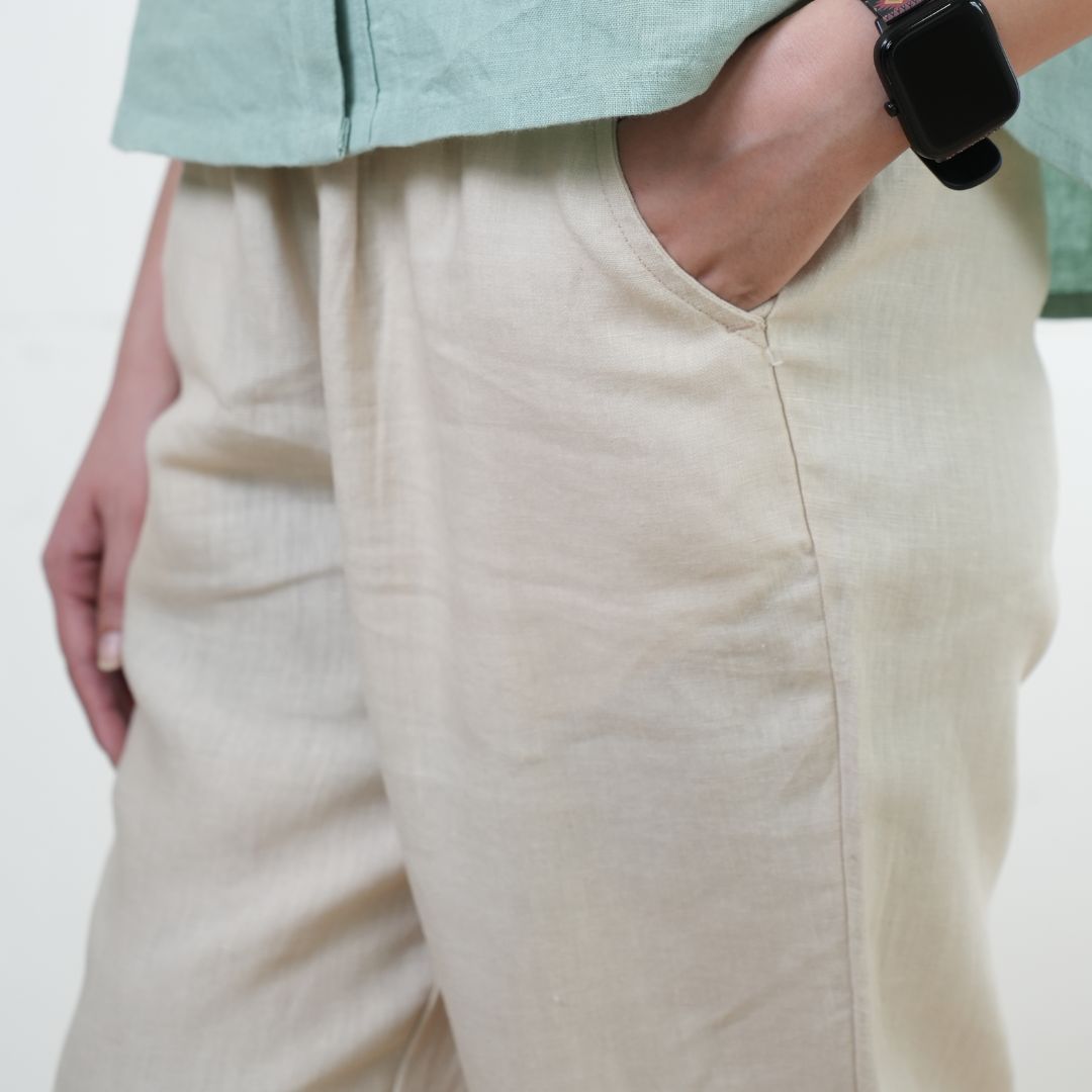 100% Premium Linen Relaxed fit Pants- Women