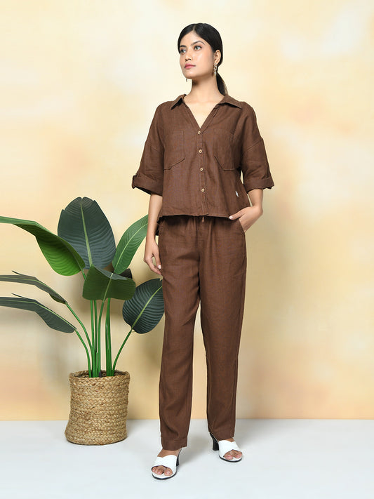 100% Premium Linen Co-ord Set ( Relaxed fit Pant and Boxy Shirt)