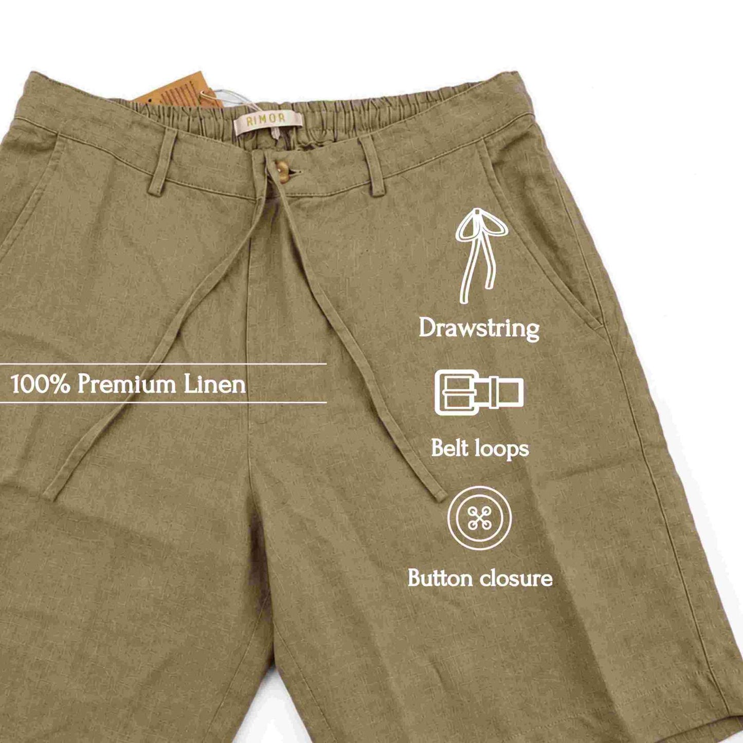 Linen Buttoned Shorts for Men- Olive