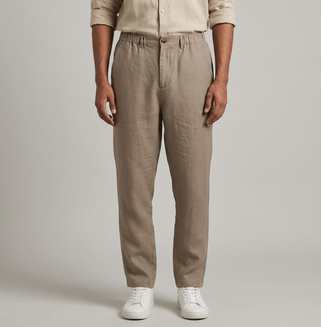 100% Pure Linen Chinos for Men - Taupe