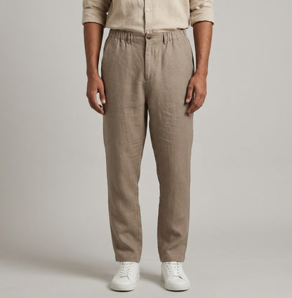 100% Pure Linen Chinos for Men - Taupe