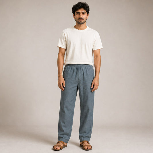 Linen Relaxed Fit Pants for Men- Grey