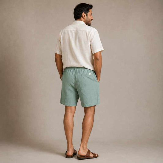 Linen Classic Shorts for Men- Sage