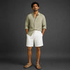 Linen Buttoned Shorts for Men- White