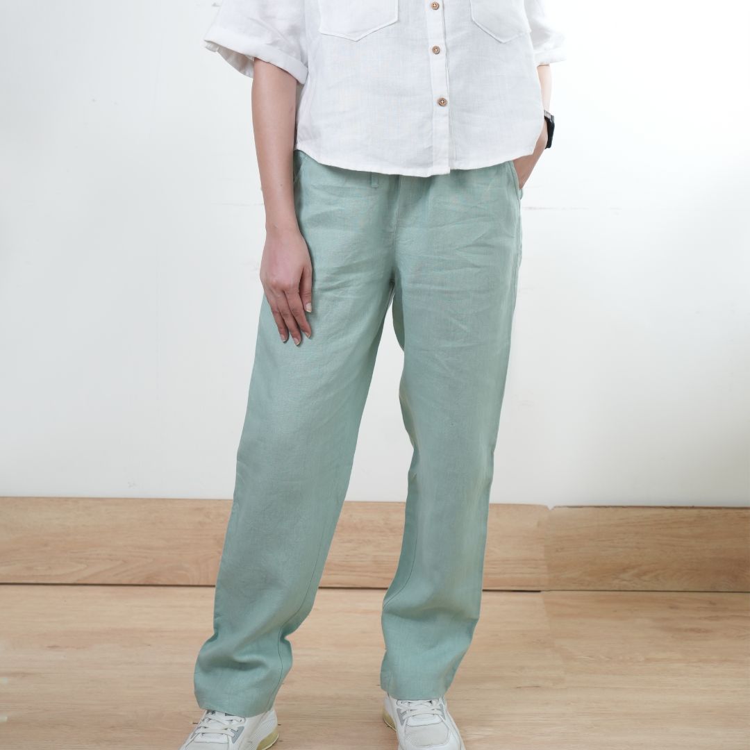 100% Premium Linen Relaxed fit Pants- Women