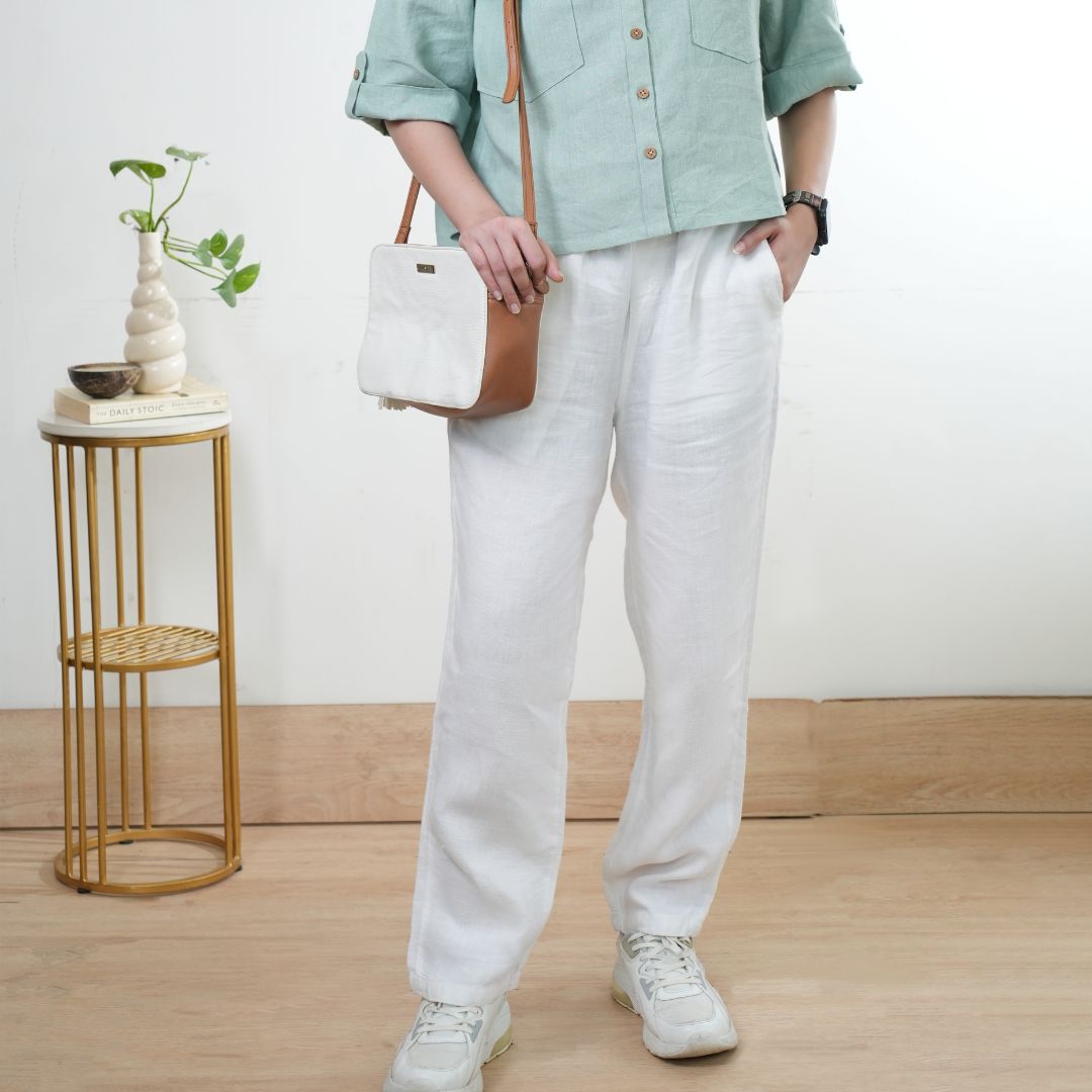 100% Premium Linen Relaxed fit Pants- Women
