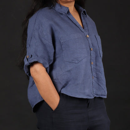 100% Premium Linen Boxy Shirt - Women