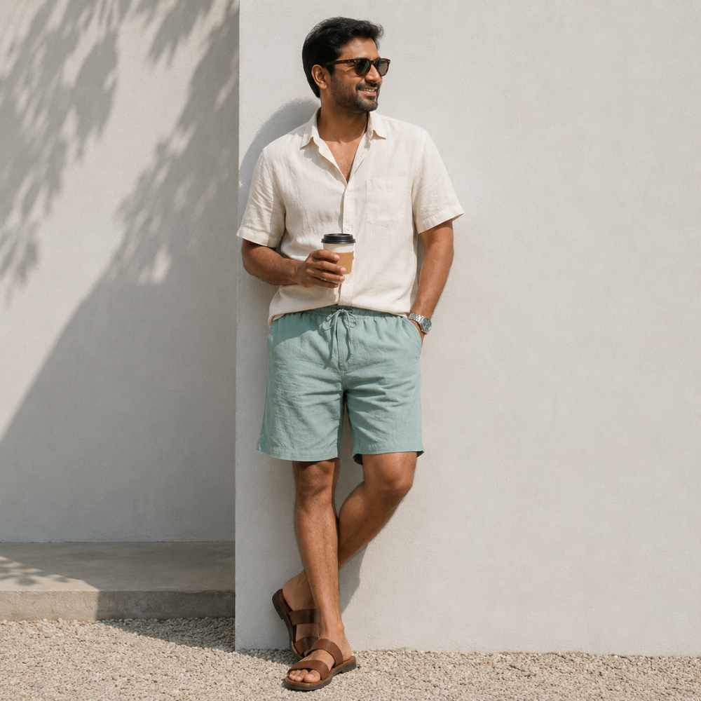 Linen Classic Shorts for Men- Sage
