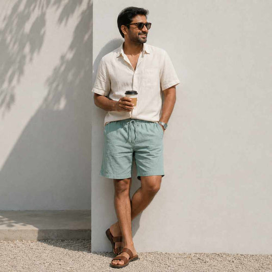 Linen Classic Shorts for Men- Sage