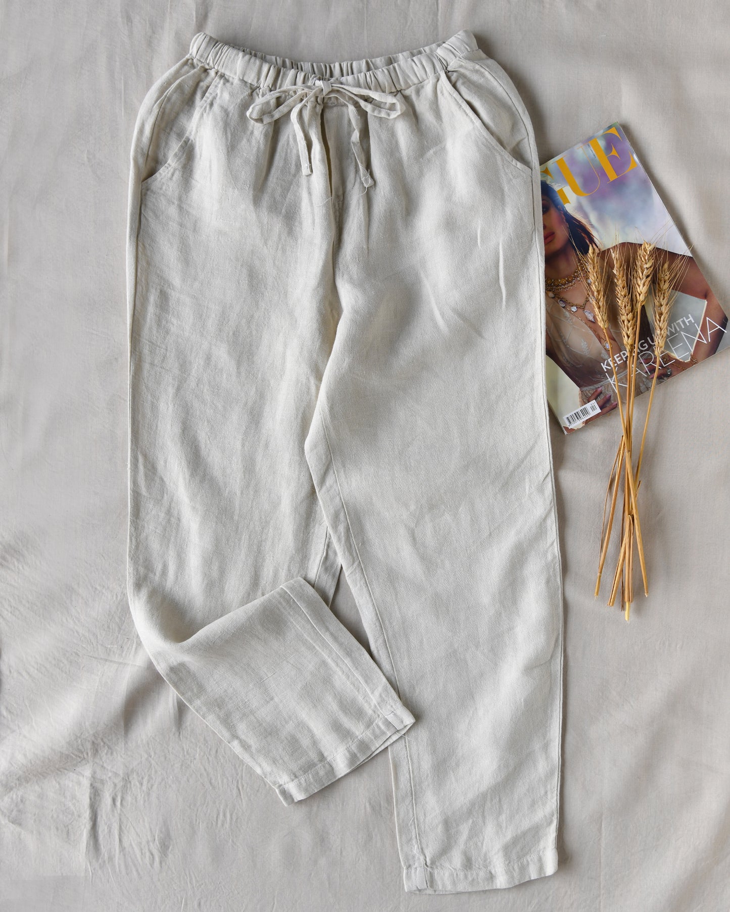 100% Premium Linen Relaxed fit Trousers- Women