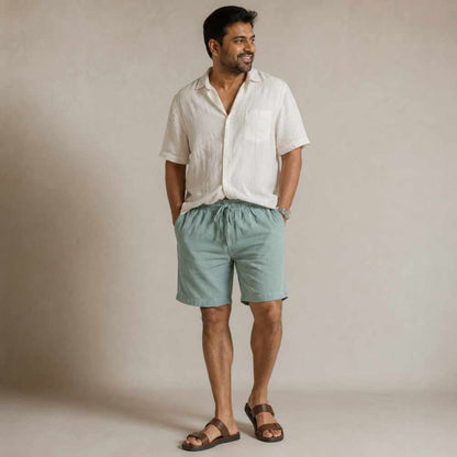 Linen Classic Shorts for Men- Sage