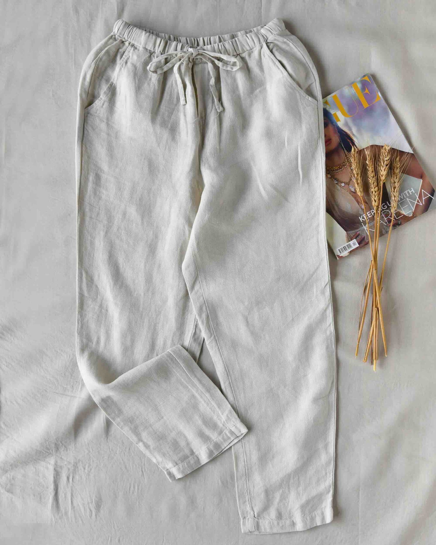 100% Premium Linen Co-ord set (White and Beige)- Women