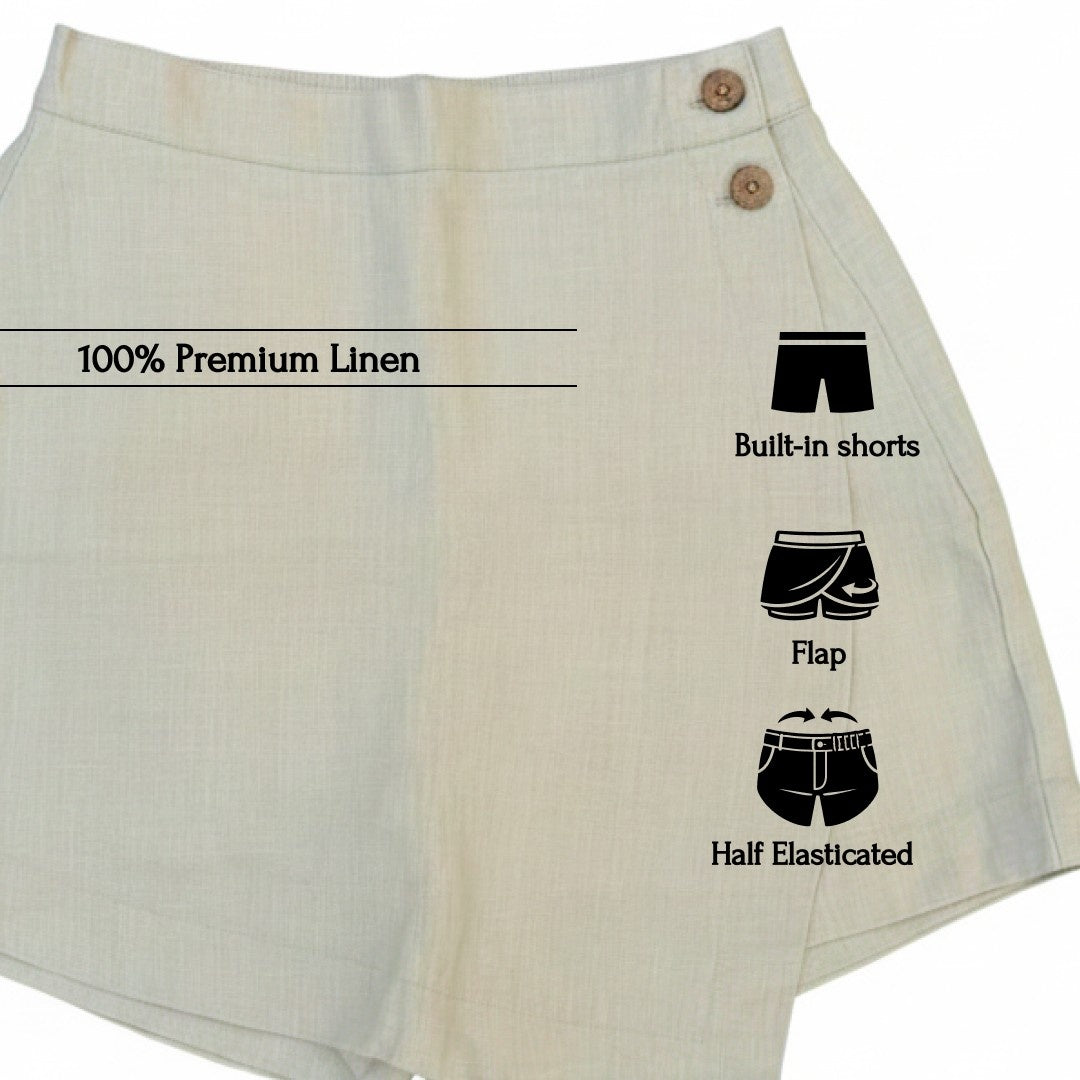 Linen Skorts for Women (Rimore X Sara)- Beige