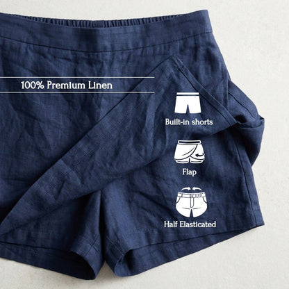 Linen Skorts for Women (Rimore X Sara)- Navy
