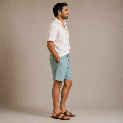 Linen Classic Shorts for Men- Sage