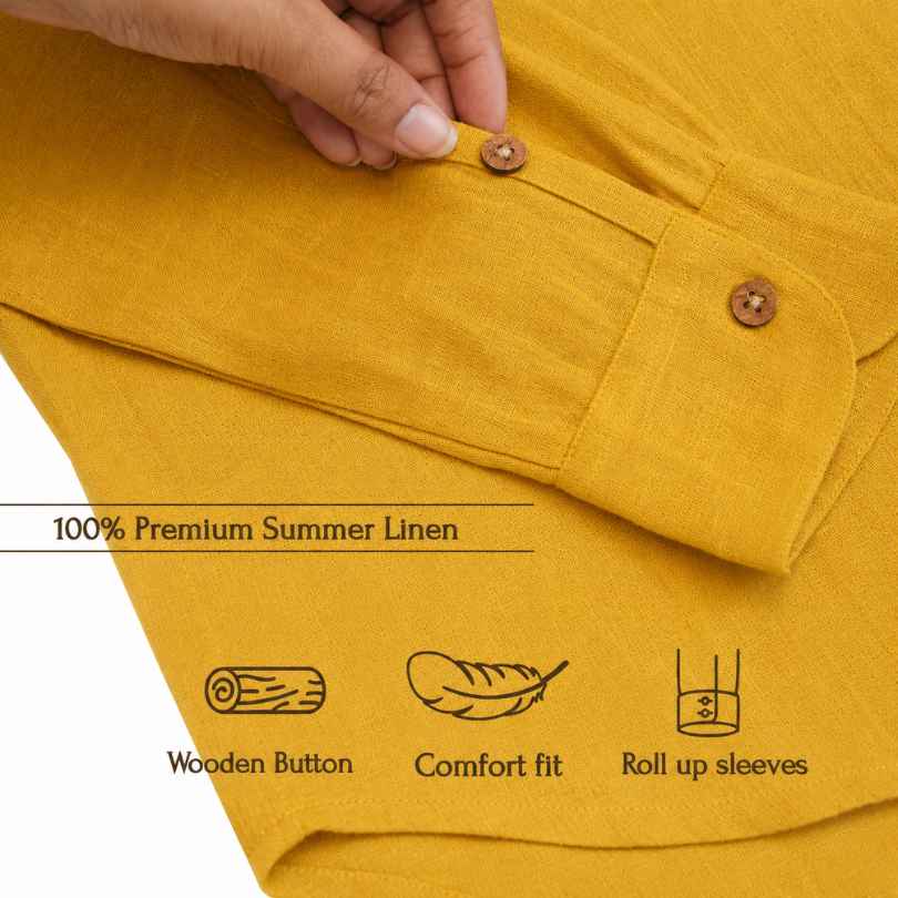 Linen Full-Sleeve Regular Shirt for Women- Mustard