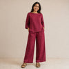 Linen Wide Leg Co-ord Set for Women — Brick Red