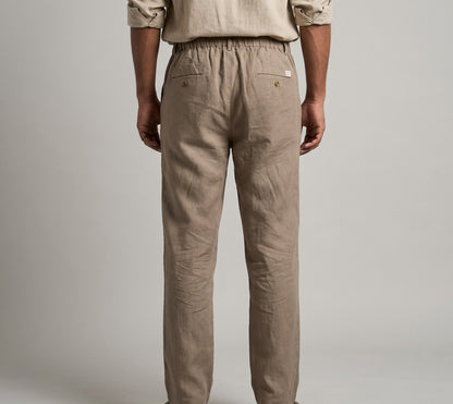 100% Pure Linen Chinos for Men - Taupe