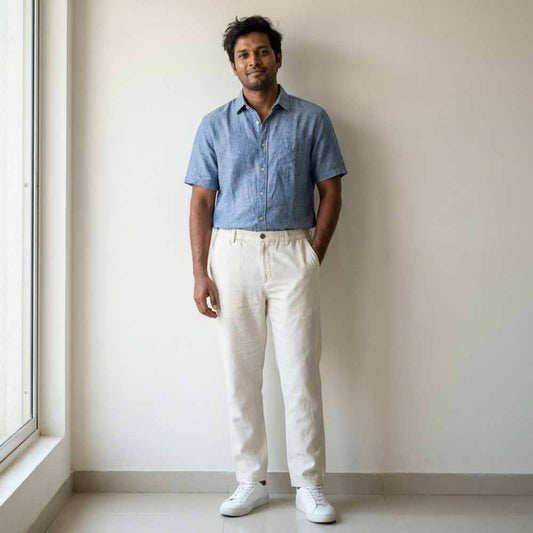 Linen Chinos for Men- White