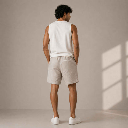 Linen Classic Shorts for Men- Beige