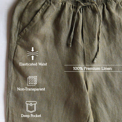 The Everyday Linen Pant – Relaxed Fit- Olive - Women