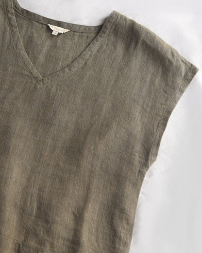 100% Premium Linen Crop Top (Olive)