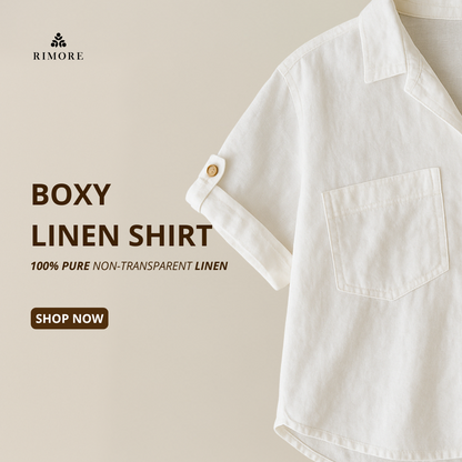 100% Premium Linen Boxy Shirt - Women