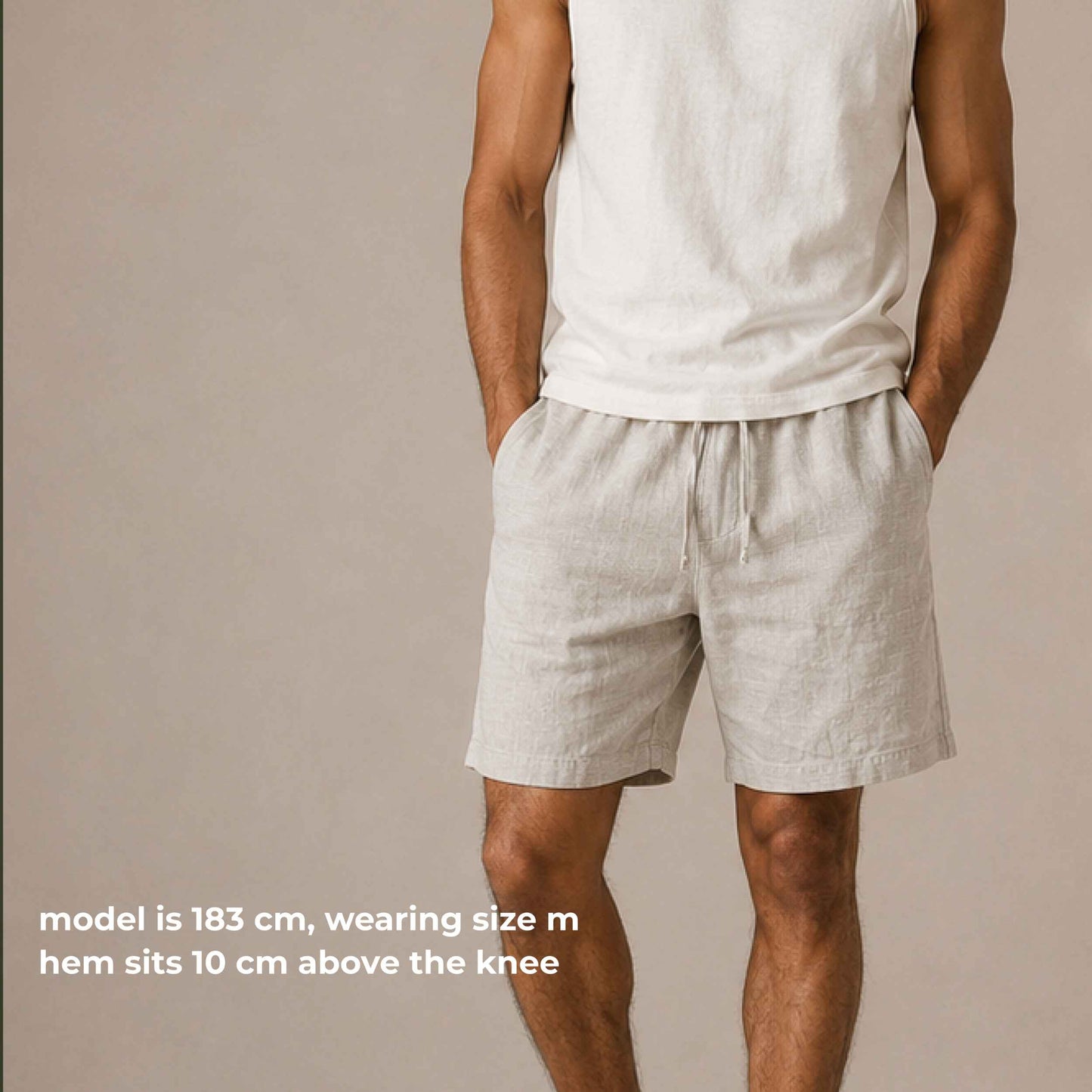 Linen Classic Shorts for Men- Beige