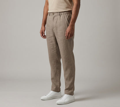 100% Pure Linen Chinos for Men - Taupe