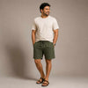 Linen Classic Shorts for Men- Olive