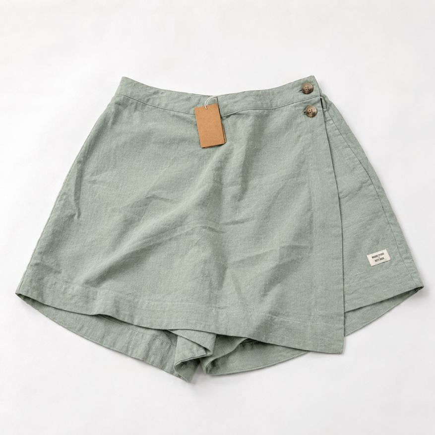 Linen Skorts for Women with pockets- Sage