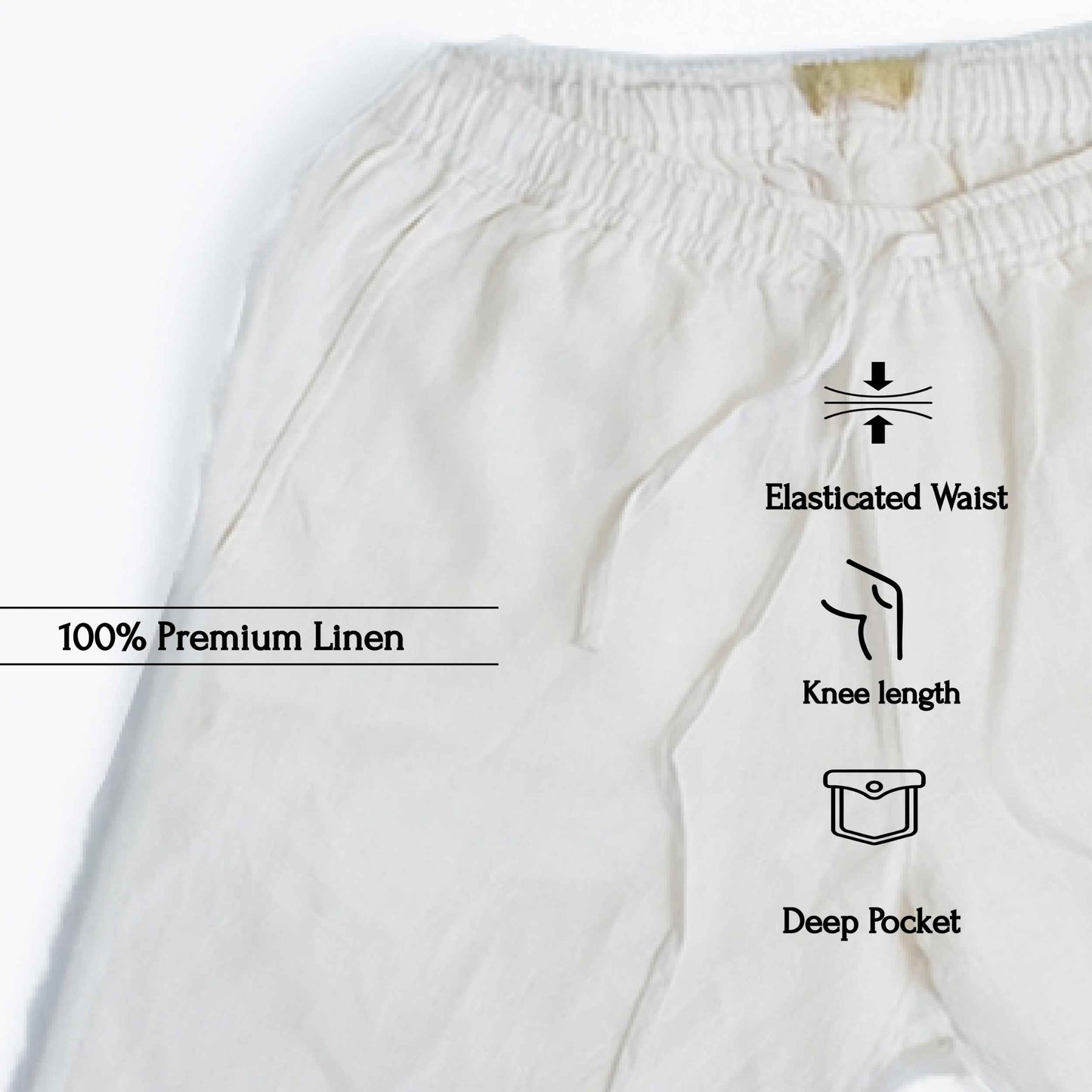 Linen Classic Shorts for Men- White