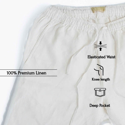 Linen Classic Shorts for Men- White