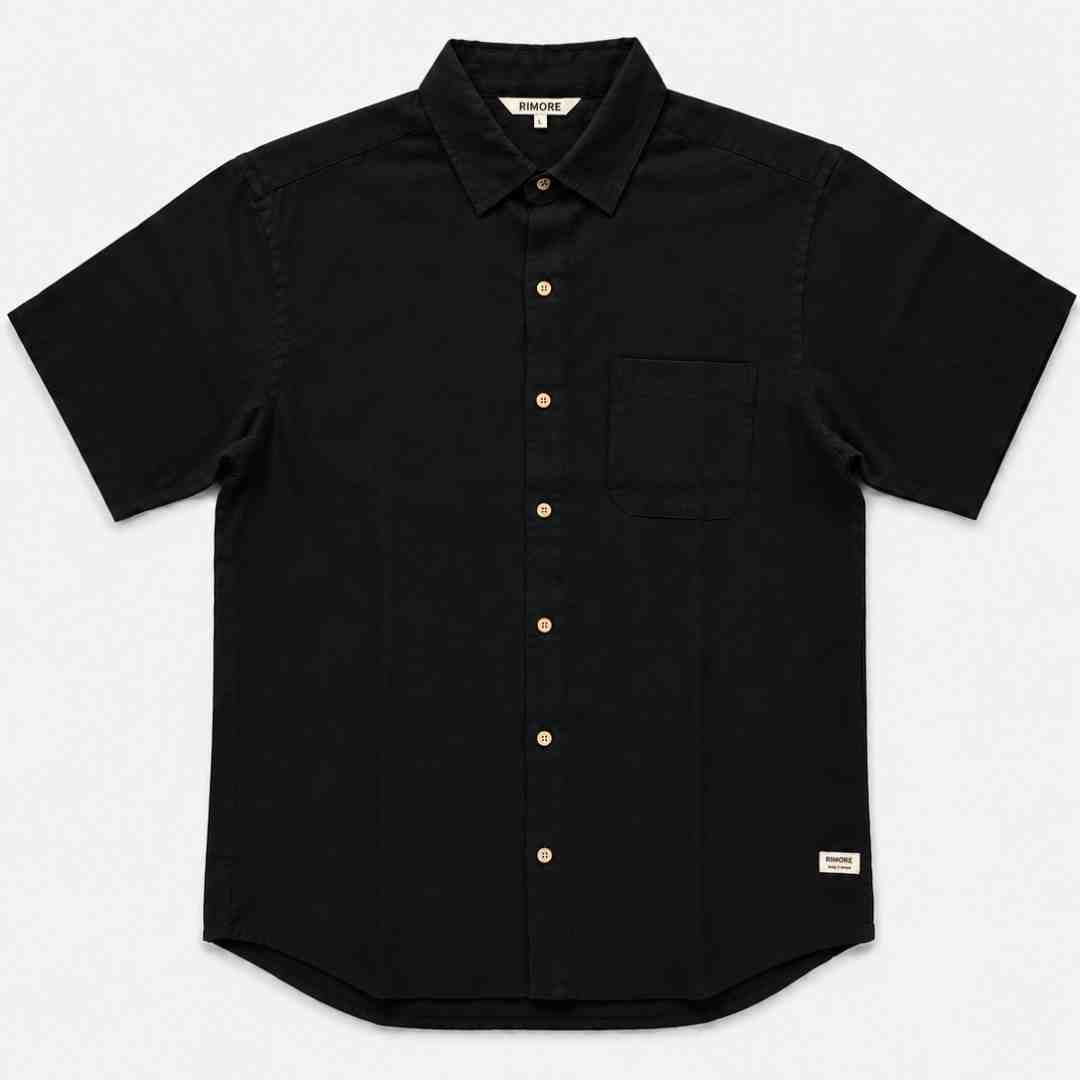 Linen Half-Sleeve Regular Collar Shirt for Men- Black