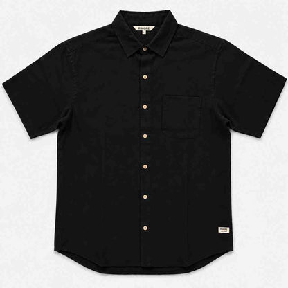 Linen Half-Sleeve Regular Collar Shirt for Men- Black