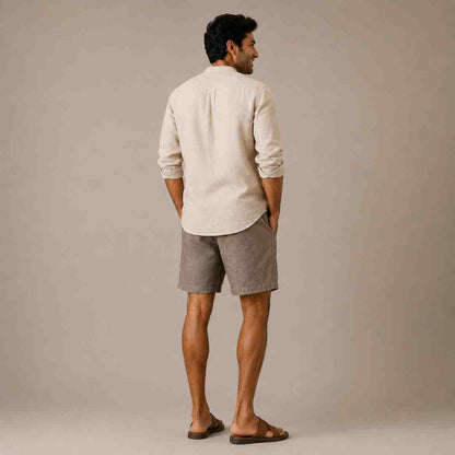 Linen Classic Shorts for Men- Taupe