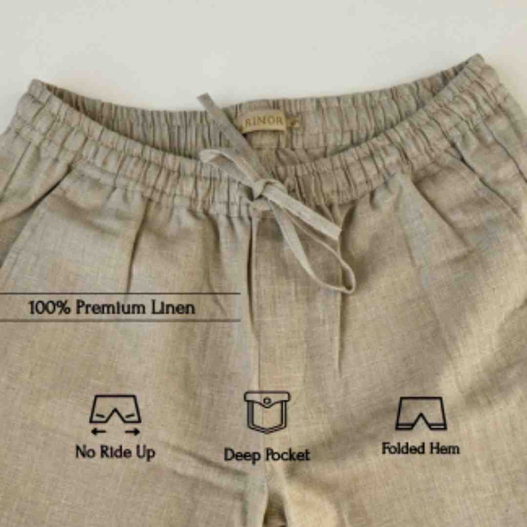 Linen Classic Shorts for Men- Taupe