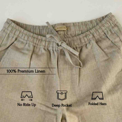 Linen Classic Shorts for Men- Taupe